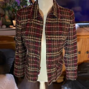 Sag Harbor Burgundy Plaid Blazer